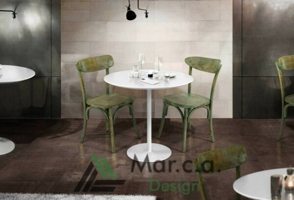 Tavolo rotondo fisso base in metallo e piano in MDF - Marca Design