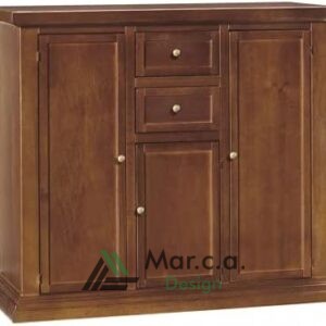 Credenza Stile Arte Povera in Noce Con 3 Porte e 2 Cassetti