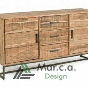 Credenza Legno d'Acacia con 2 Ante e 3 Cassetti - Mar.c.a. Design