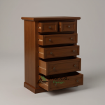 Cassettiera Settimanale in Legno di Pioppo Color Noce Scuro Shabby Chic, aperta