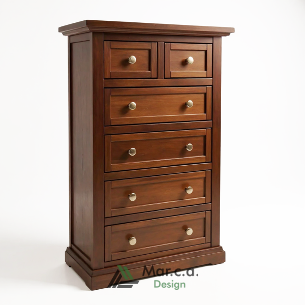 Cassettiera Settimanale in Legno di Pioppo Color Noce Scuro Shabby Chic
