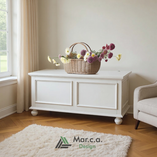 Cassapanca Contenitore da Interno Elegante in Legno Massello