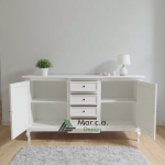 Credenza Soggiorno, Legno di Pioppo Bianco Opaco Elegante