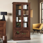 Vetrina Libreria in Legno di Pioppo con 3 Cassetti e 3 Ante