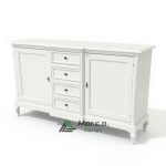 Credenza Soggiorno, Legno di Pioppo Bianco Opaco Elegante