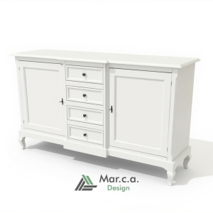 Credenza Soggiorno, Legno di Pioppo Bianco Opaco Elegante