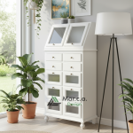 Dispensa Cucina in Legno di Pioppo, Bianco Opaco o Decorato – 10+2 Cassetti