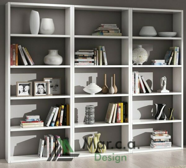 Libreria in bianco frassinato con 5 ripiani - Mar.c.a. Design