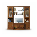 Composizione di Porta TV, Credenza e Vetrina Soggiorno Elegante in Legno di Pioppo Color Noce Scuro Finitura Bassano